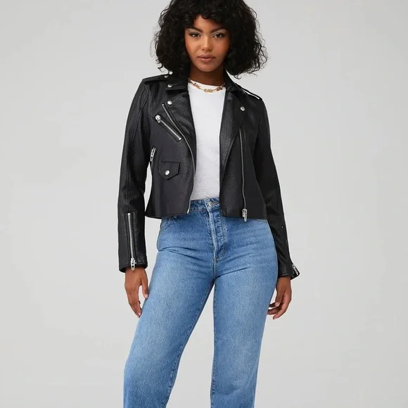 Blank NYC Teal Moto Jacket Jade Green Motorcycle Size Small wear on neck - Picture 1 of 5